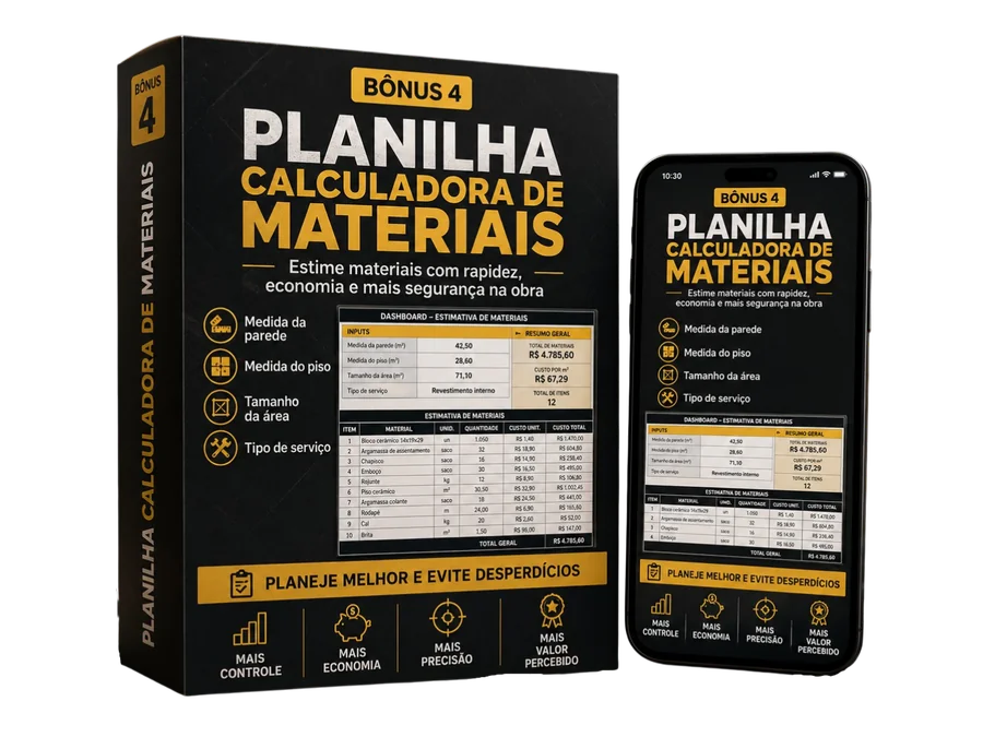 Bônus 4, Planilha Calculadora de Materiais